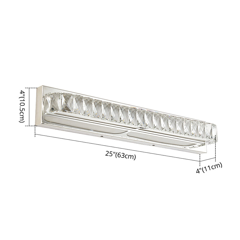 Roestvrijstalen basis badkamer ijdelheid wijk kristal ingebed boven spiegel ijdelheid lichten