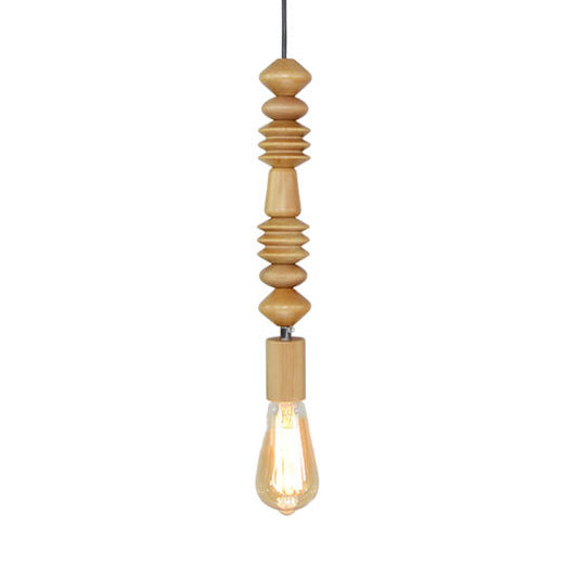 Lampada a sospensione del legno sferico Lampada a sospensione Stile 1 illuminazione a sospensione leggero con lampadina nuda, altezza 12,5 "/14"