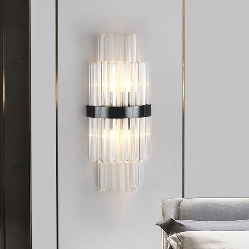 2-laag prisma wandmontage Lamp Modern helder kristal 2 lampen keuken zwarte wandverlichting met halve cilinder schaduw