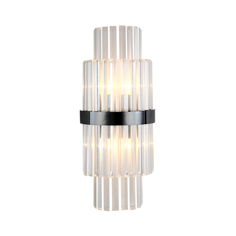 2-laag prisma wandmontage Lamp Modern helder kristal 2 lampen keuken zwarte wandverlichting met halve cilinder schaduw