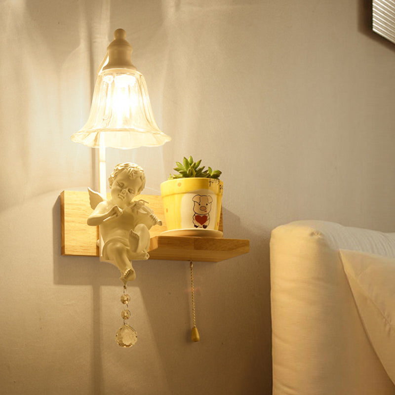 Bell Shade Wall Sconce Fixture Loft Style Clear Glass 1 Head Bedside Wall Mounted Light with Angle Design