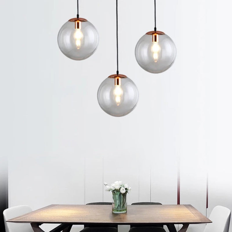 1 Light Round Hanging Ceiling Lights Industrial Style Glass Hanging Light Fixtures for Restaurant