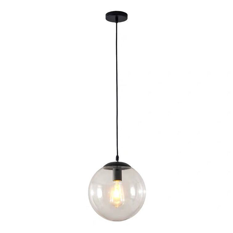 1 Light Round Hanging Ceiling Lights Industrial Style Glass Hanging Light Fixtures for Restaurant