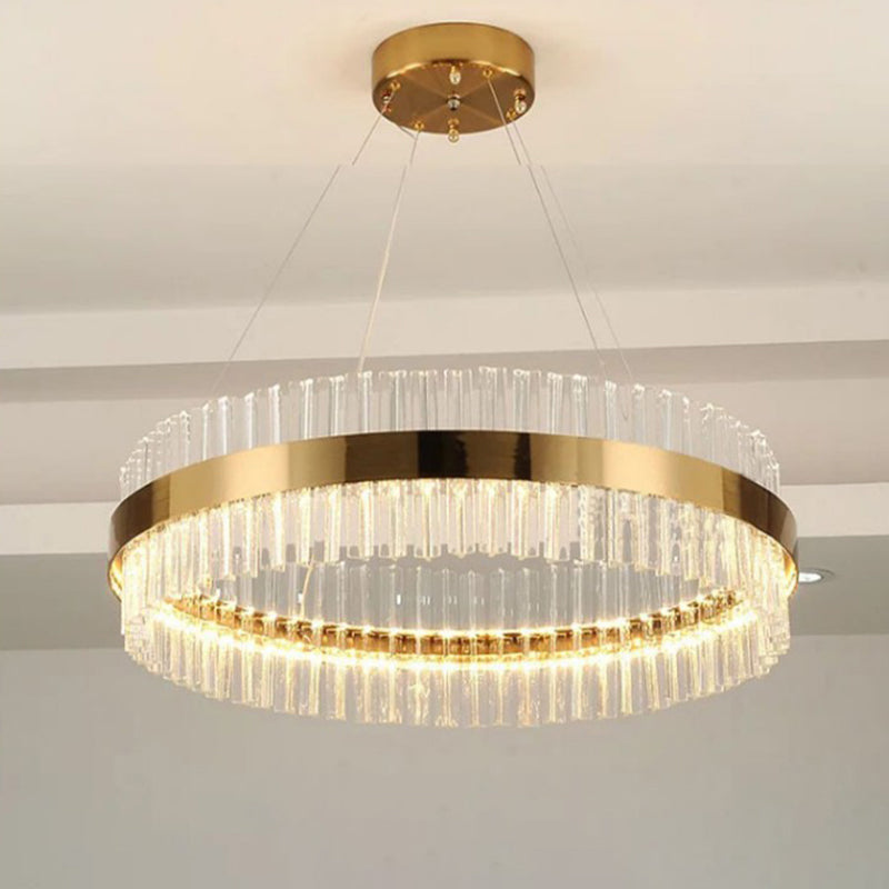 LED LAD ROURD CHANDELIER SPENDANTE Minimalistica Finitura in oro in oro a sospensione per camera da letto