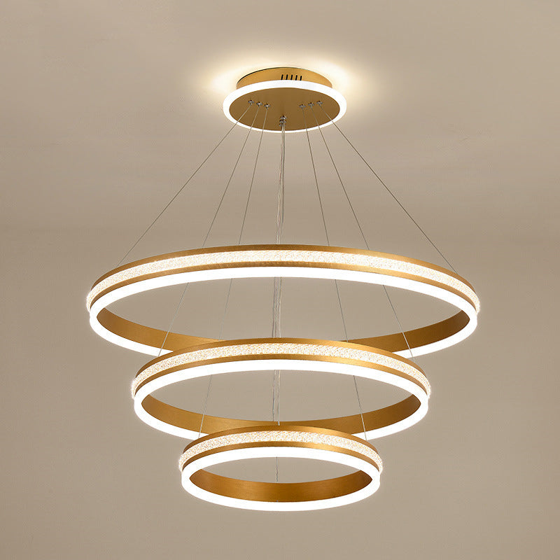 Minimalistische stijlniveaus Kroonluchter verlichting Acryl -salon LED Ring Suspensie Licht armatuur