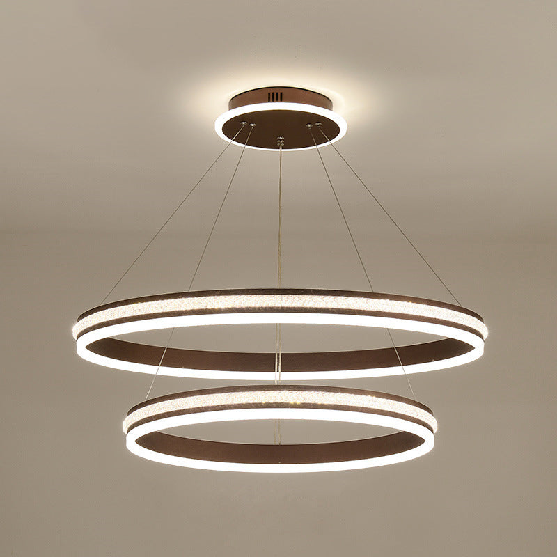 Minimalistische stijlniveaus Kroonluchter verlichting Acryl -salon LED Ring Suspensie Licht armatuur