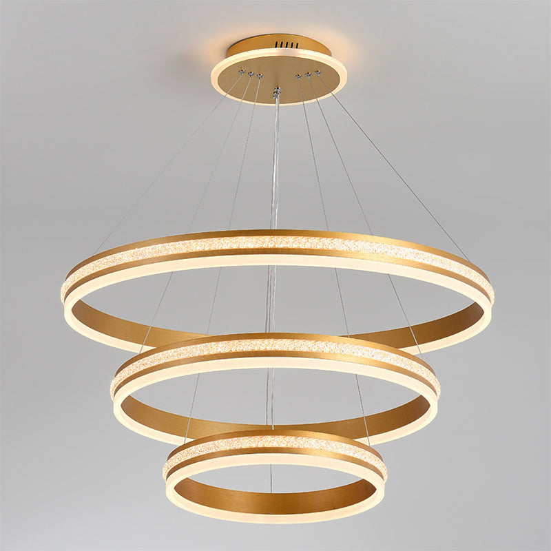 Minimalistische stijlniveaus Kroonluchter verlichting Acryl -salon LED Ring Suspensie Licht armatuur