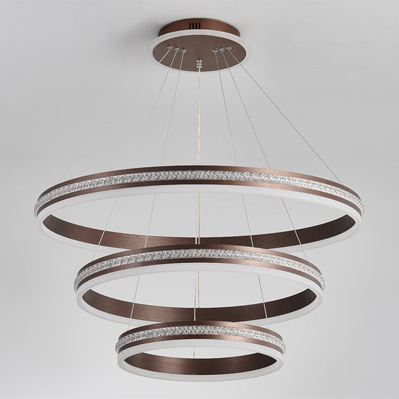 Minimalistische stijlniveaus Kroonluchter verlichting Acryl -salon LED Ring Suspensie Licht armatuur