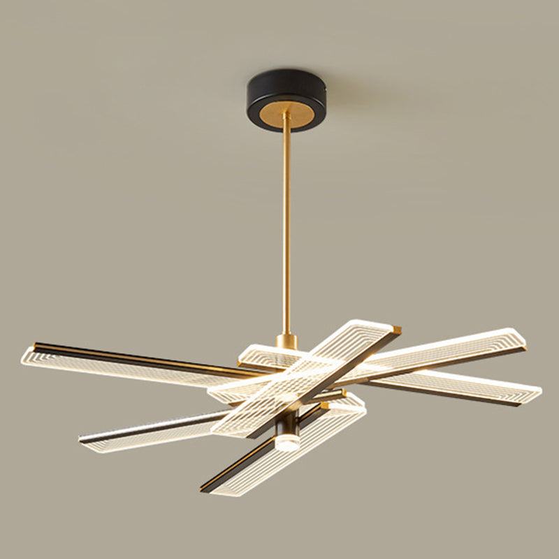 Rectangular Panel Hanging Light Fixture Modern Acrylic Black LED Chandelier for Living Room