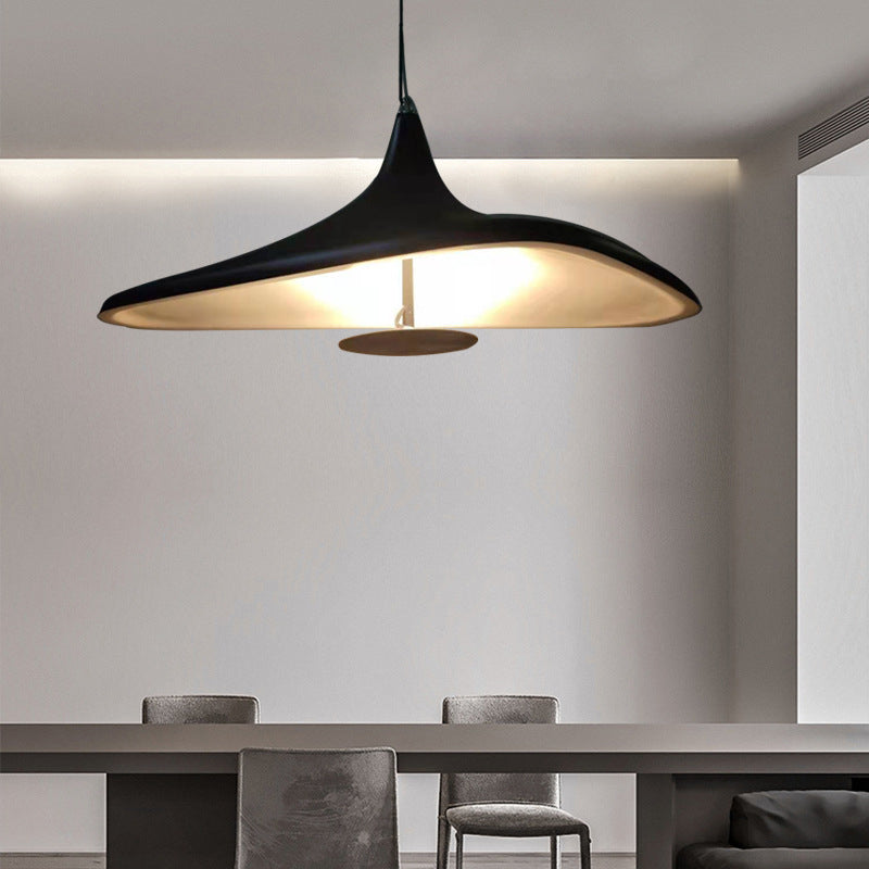 Black Hat Shaped Chandelier Light Fixture Art Deco Resin LED Pendant Lighting for Diner