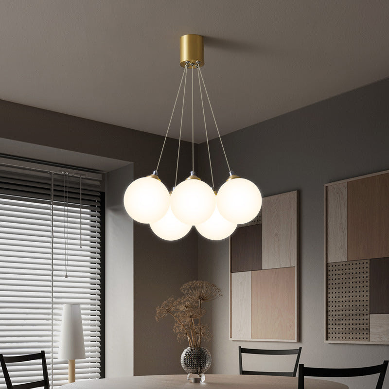 Balloons Hanging Pendant Light Simplicity White Glass Bedroom Chandelier in Gold