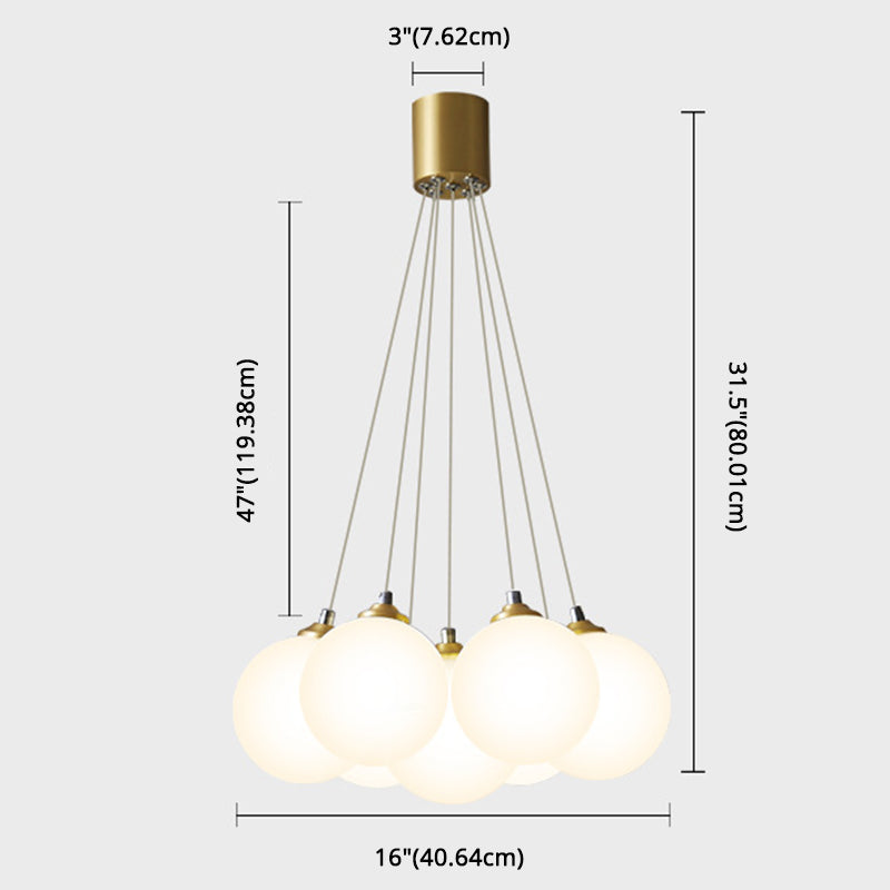 Ballonnen hangen hanglamp eenvoud witte glazen slaapkamer kroonluchter in goud