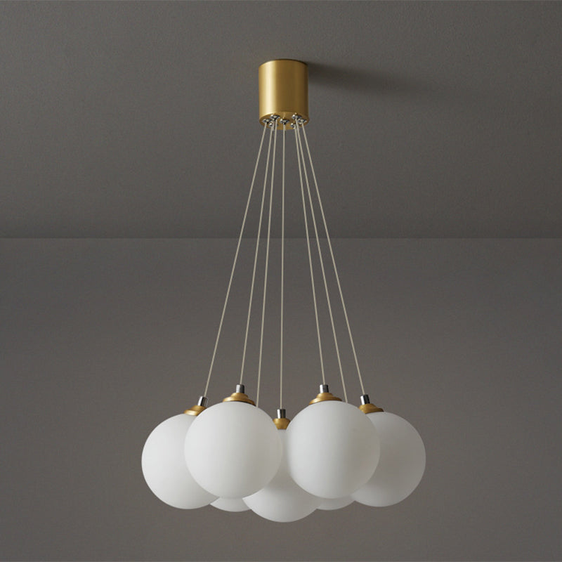 Balloons Hanging Pendant Light Simplicity White Glass Bedroom Chandelier in Gold