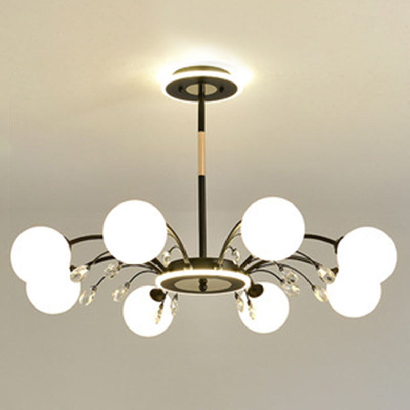 Contemporary Modo Chandelier Lighting Opal Frosted Glass Sitting Room Ceiling Hang Light