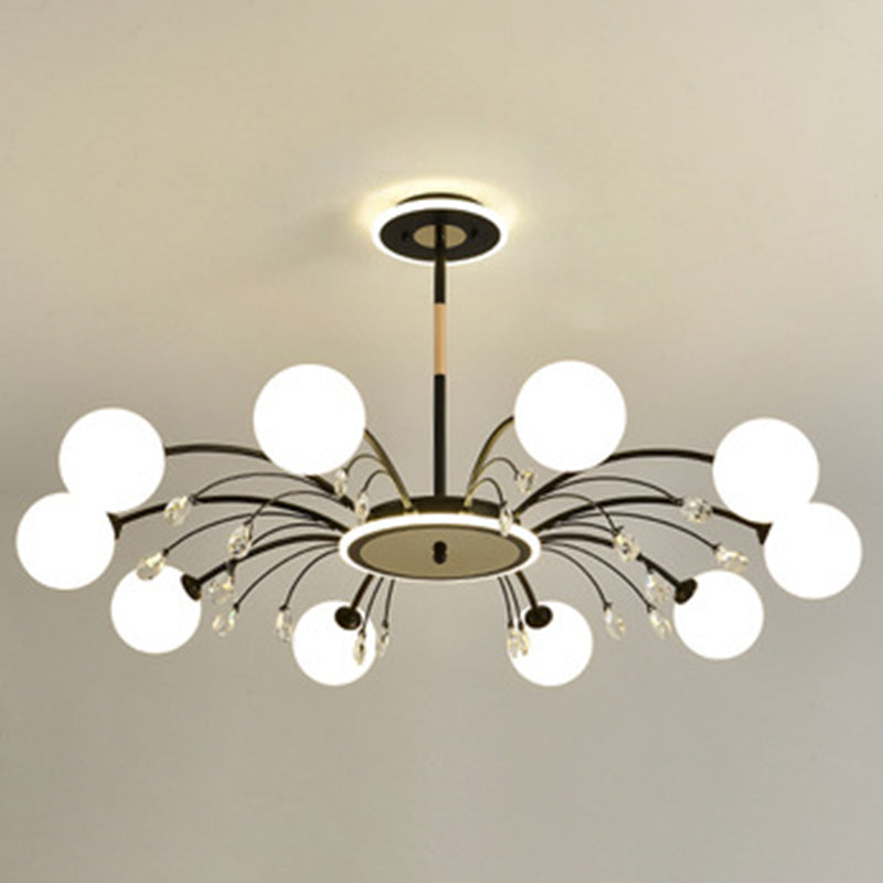 Contemporary Modo Chandelier Lighting Opal Frosted Glass Sitting Room Ceiling Hang Light