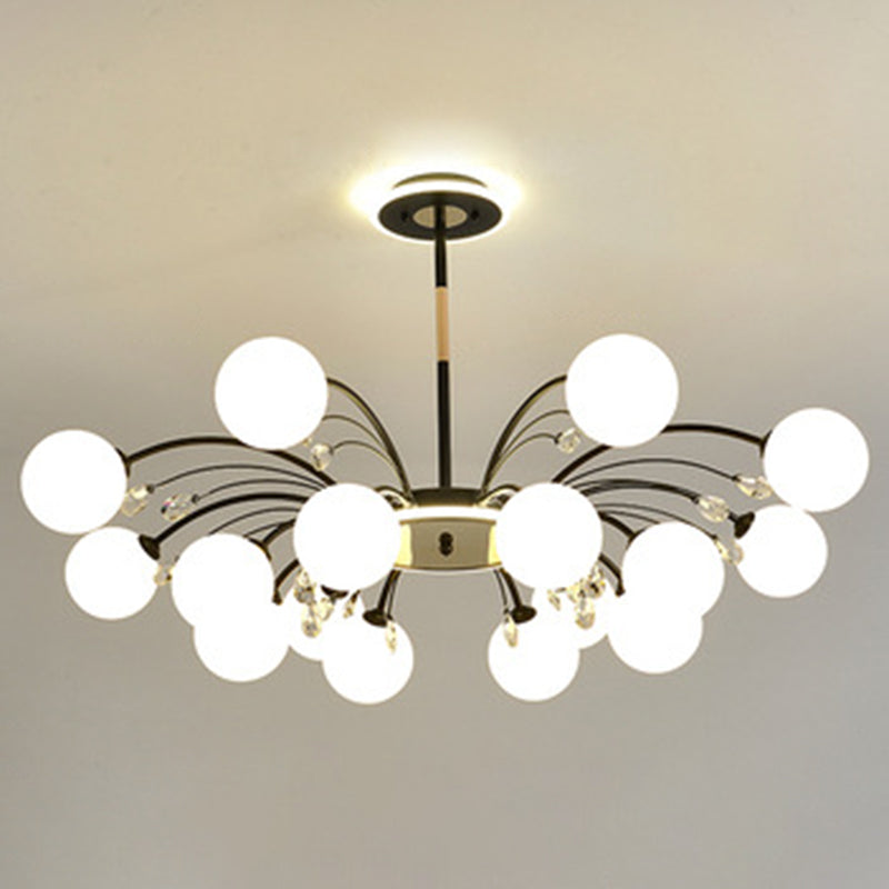 Contemporary Modo Chandelier Lighting Opal Frosted Glass Sitting Room Ceiling Hang Light