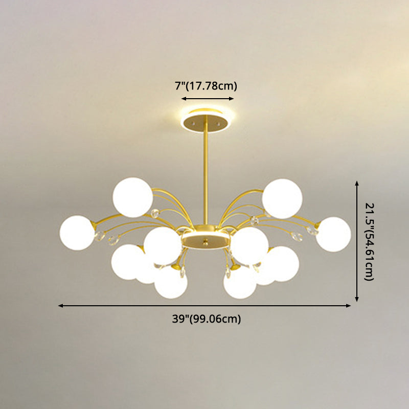 Contemporary Modo Chandelier Lighting Opal Frosted Glass Sitting Room Ceiling Hang Light