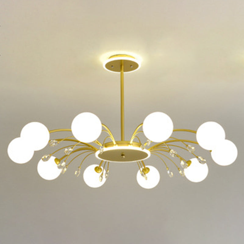 Contemporary Modo Chandelier Lighting Opal Frosted Glass Sitting Room Ceiling Hang Light