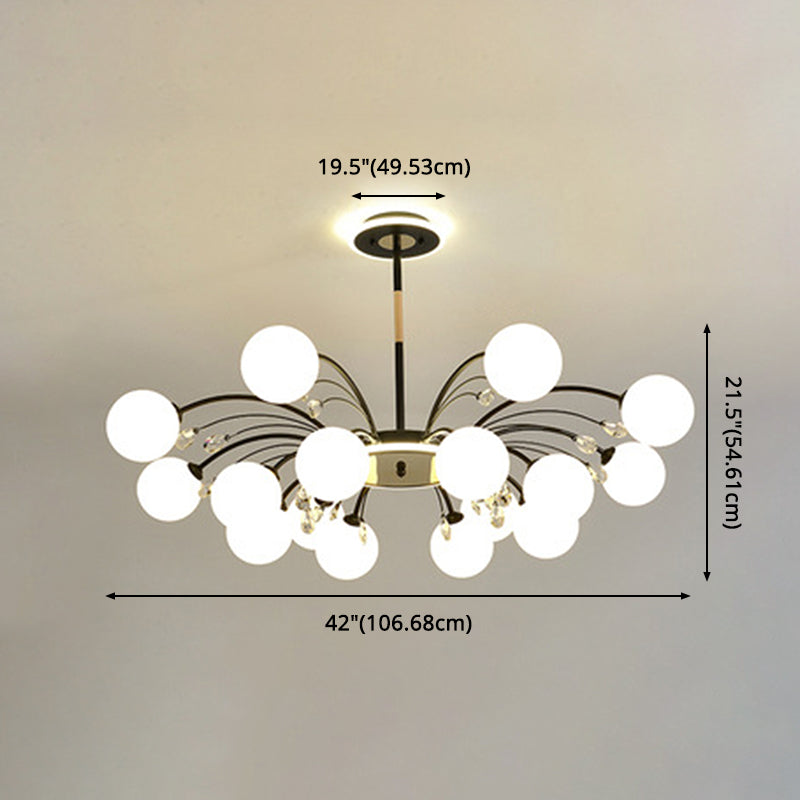 Contemporary Modo Chandelier Lighting Opal Frosted Glass Sitting Room Ceiling Hang Light