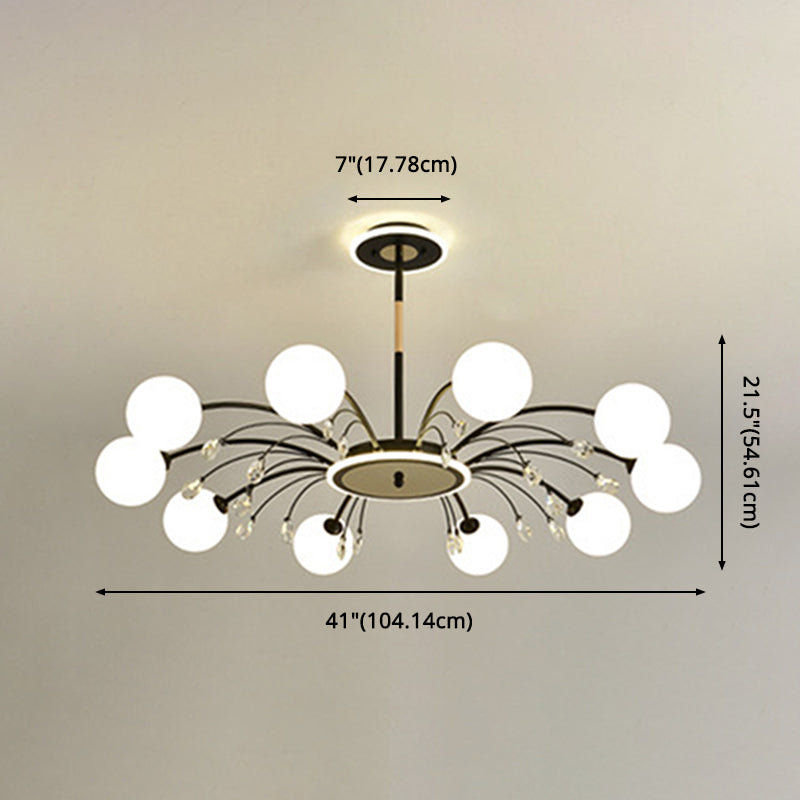Contemporary Modo Chandelier Lighting Opal Frosted Glass Sitting Room Ceiling Hang Light