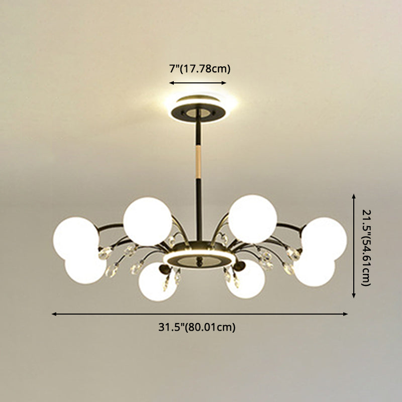 Contemporary Modo Chandelier Lighting Opal Frosted Glass Sitting Room Ceiling Hang Light
