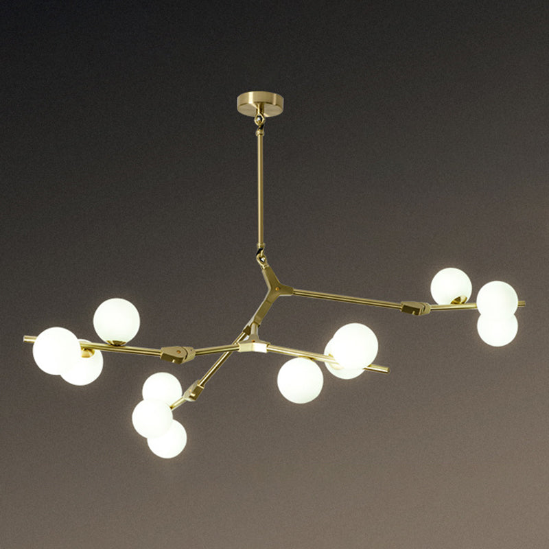 Tree Branch Suspensie Licht Minimalistisch metalen eetkamer Kroonluchter met balwitglasschaduw