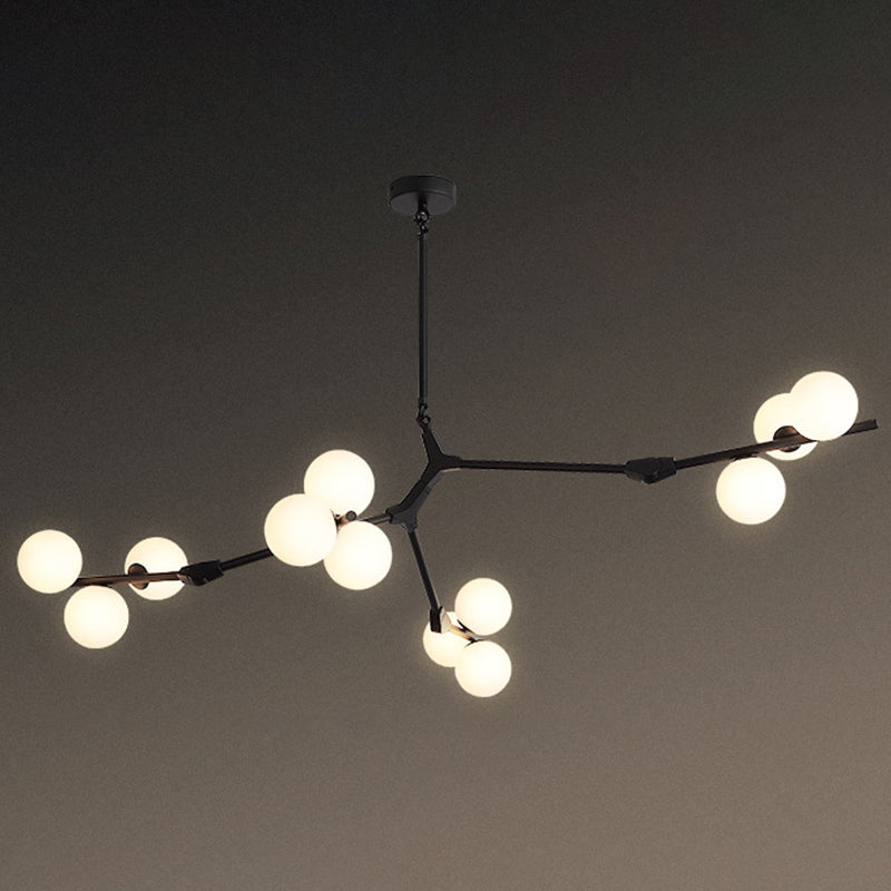 Tree Branch Suspensie Licht Minimalistisch metalen eetkamer Kroonluchter met balwitglasschaduw