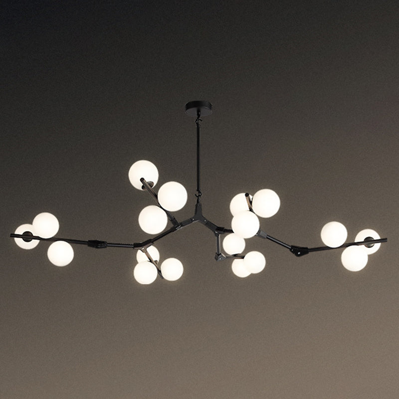 Tree Branch Suspensie Licht Minimalistisch metalen eetkamer Kroonluchter met balwitglasschaduw