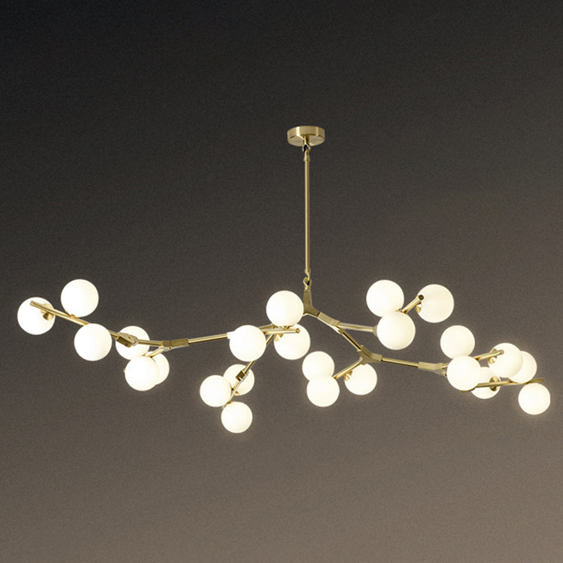 Tree Branch Suspensie Licht Minimalistisch metalen eetkamer Kroonluchter met balwitglasschaduw