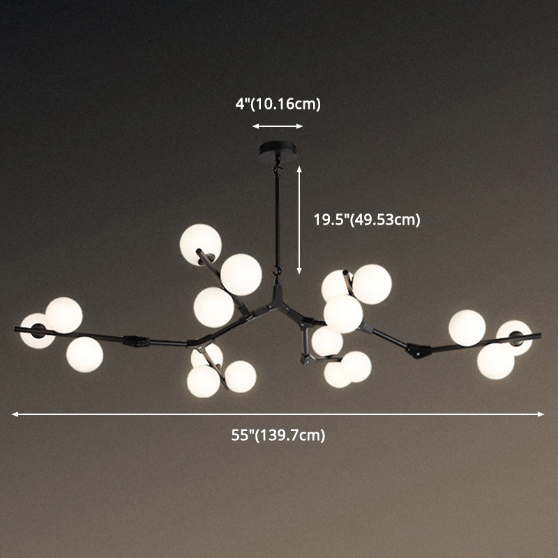 Tree Branch Suspensie Licht Minimalistisch metalen eetkamer Kroonluchter met balwitglasschaduw