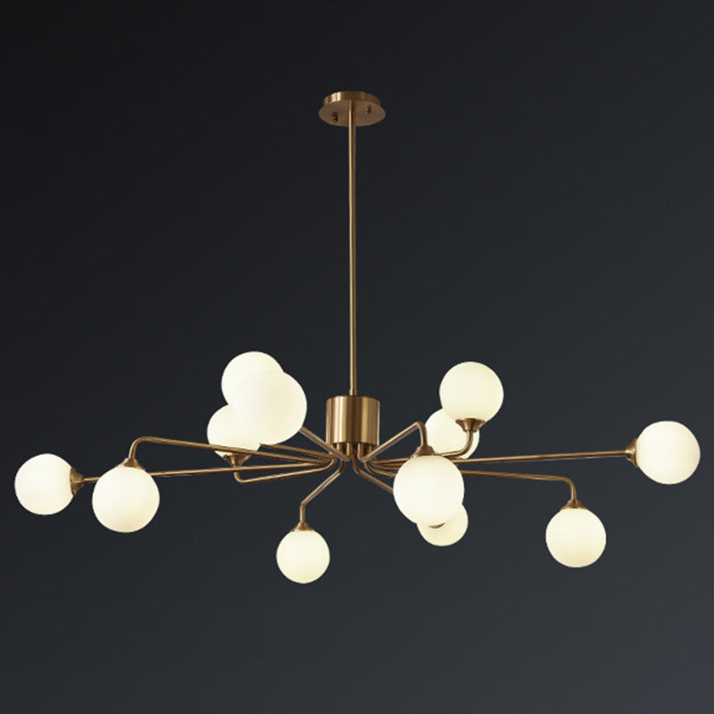 Modos Chandelier Lighting Fixture Simplicity White Glass Brass Finish Ceiling Light for Living Room