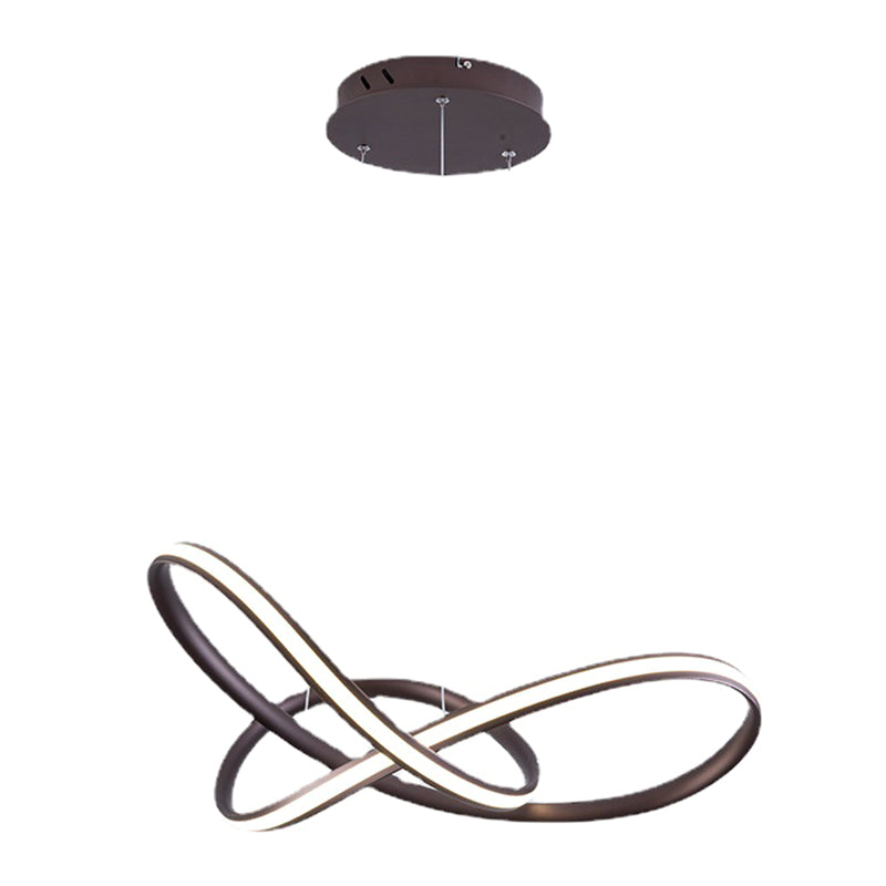 Twisted Strip LED Pendant Lamp Simplicity Metal Bedroom Chandelier in Coffee