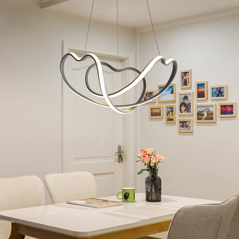Grey Line Chandelier Lamp Simplicity Metal LED Strip Pendant Light for Dining Room