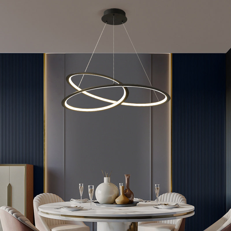 Seamless Curves Metal LED Chandelier Minimalism Suspension Light for Dining Room