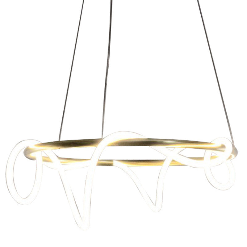 Flexibele buis kroonluchter eenvoud acryl gold led plafond hanger voor woonkamer