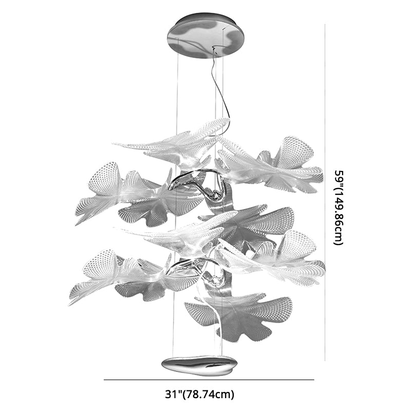 Clear Floral Chandelier Art Deco Acrylic LED Hanging Ceiling Light for Living Room