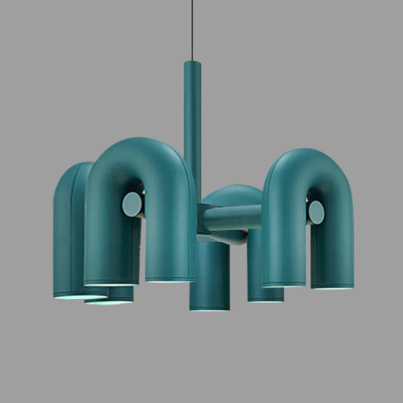 U Shaped LED Chandelier Light Art Deco Metal Living Room Suspended Lighting Fixture