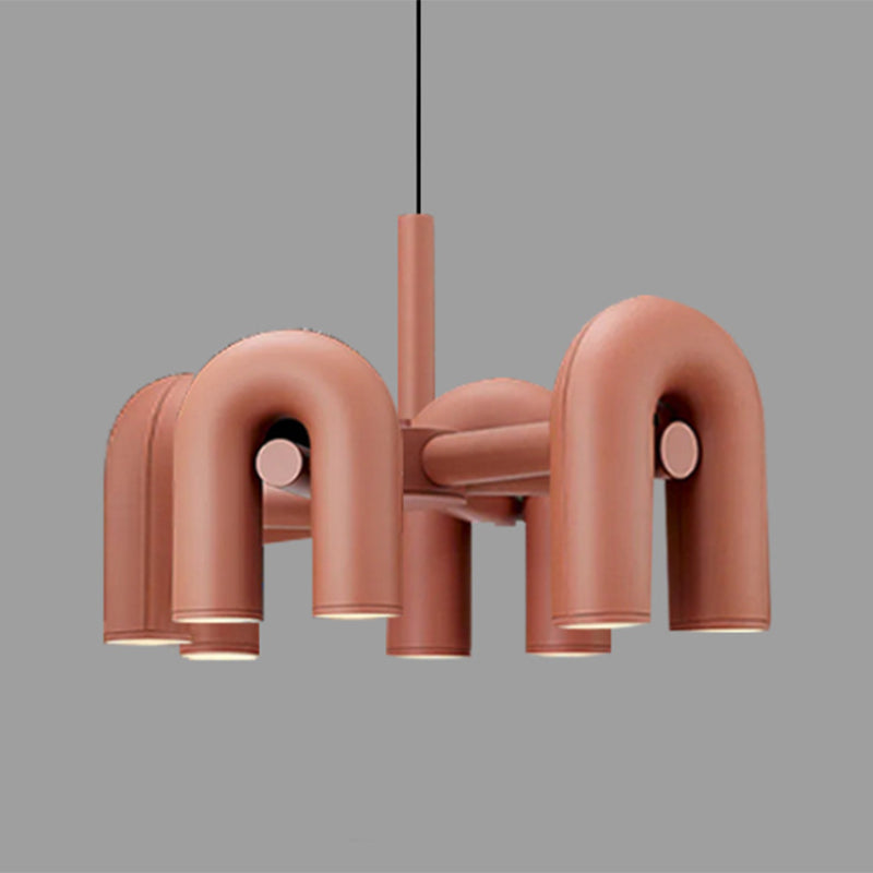 U Shaped LED Chandelier Light Art Deco Metal Living Room Suspended Lighting Fixture