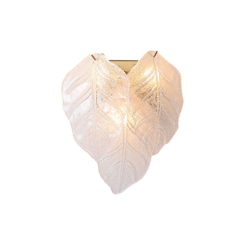 Leaf-Shaped Hallway Wall Sconce Light Frosted Glass 3 Bulbs Modern Style Wall Lighting Fixture in White