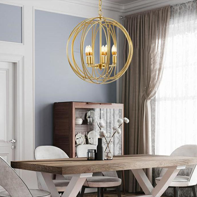 Lámpara de suspensión de metal de lámpara global de estilo antiguo en oro para pasillo