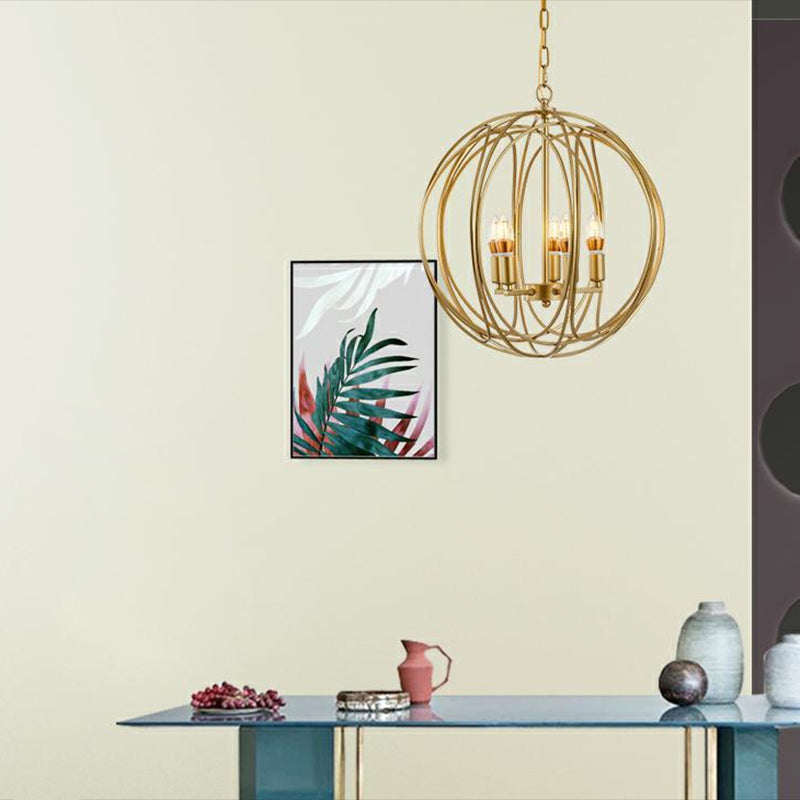 Lámpara de suspensión de metal de lámpara global de estilo antiguo en oro para pasillo