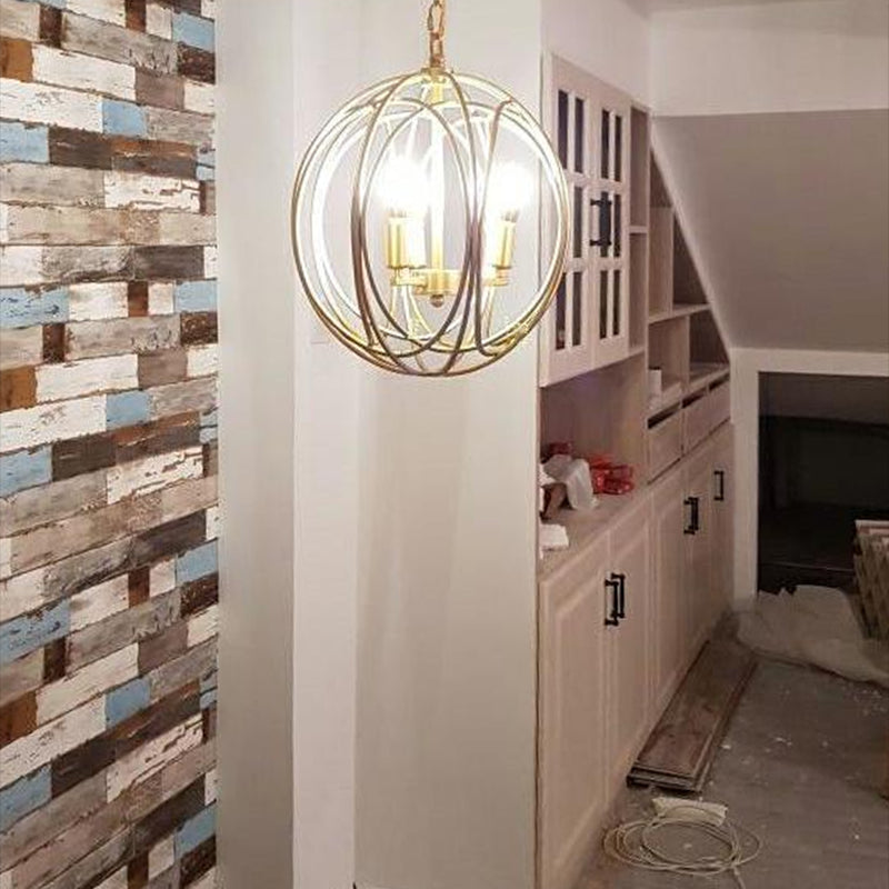Lámpara de suspensión de metal de lámpara global de estilo antiguo en oro para pasillo
