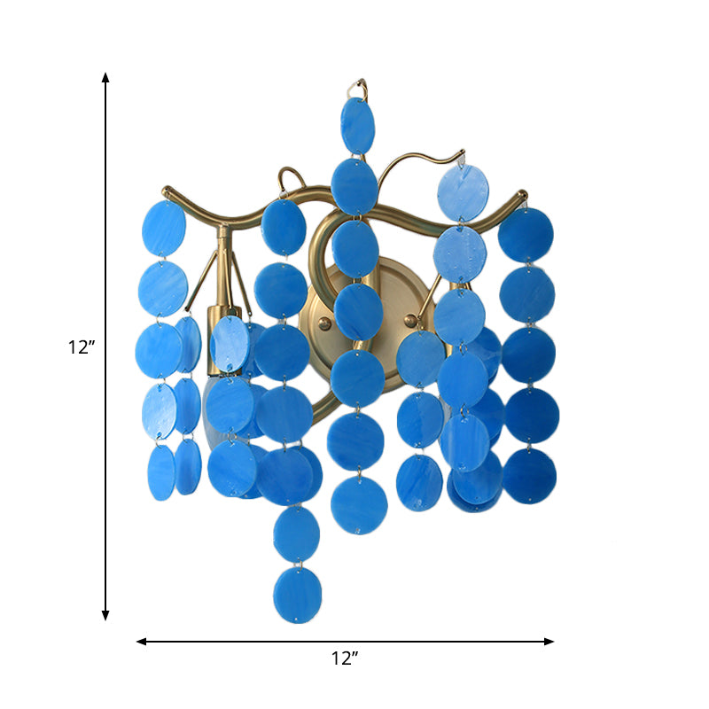 Branch Design Bedroom Wall Lighting Blue/Pink Glass 2 Lights Modern Style Wall Lamp with Open Bulb