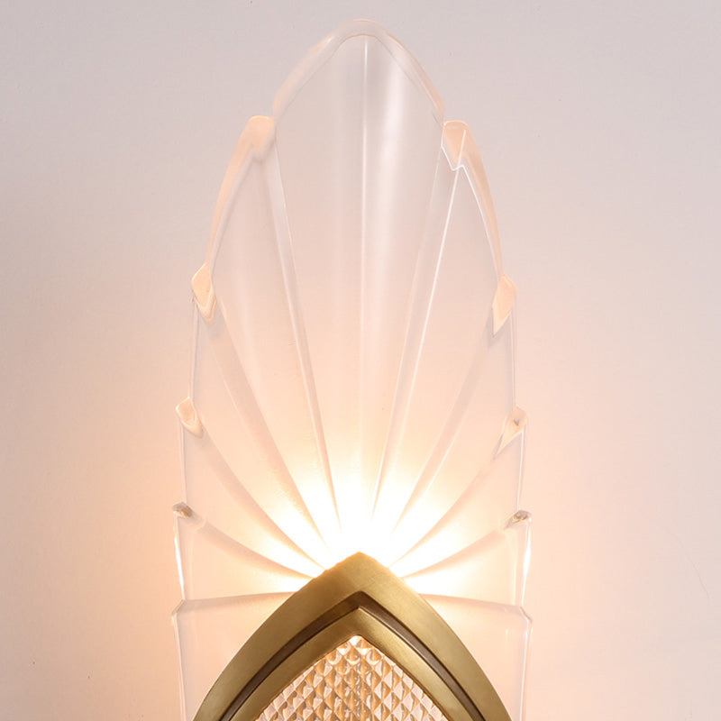 Frosted Glass Oval Wall Lighting Vintage Style 1 Light Gold Finish Wall Mounted Lamp for Bedroom