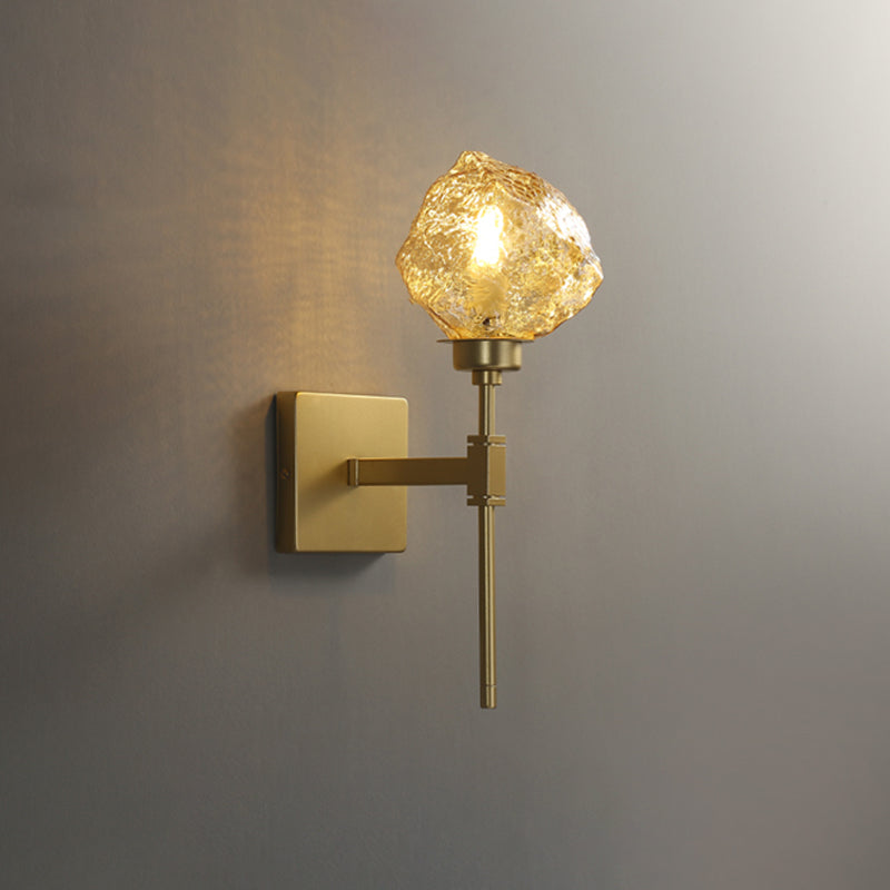 Irregular Shade Indoor Wall Light Fixture Amber/Smoke Gray Glass 1 Head Modern Wall Sconce Lamp for Living Room