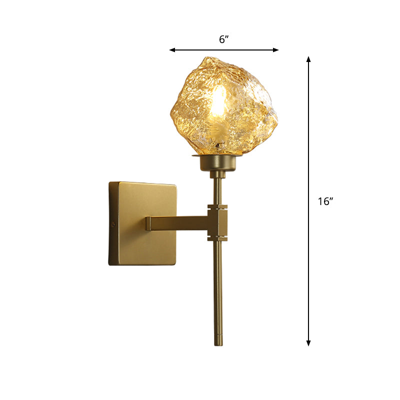 Unregelmäßiger Schatten Innenwandleuchte Bernstein/Rauchgrauglas 1 Kopf Moderne Wandleuchte für Wohnzimmer