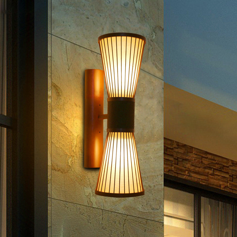 Bamboe zandloper sconce licht modern 2 lampen muurverlichting muur in brons voor woonkamer
