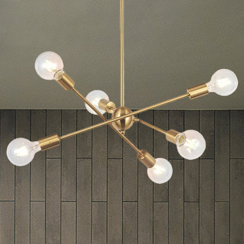 Sputnik suspension du lustre de style industriel métal 6/8/10 bulbes salon suspendu léger en laiton / chrome