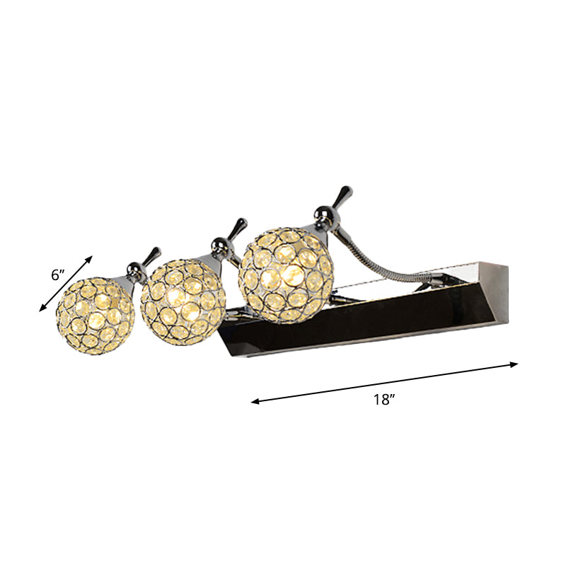 Orbit Wall Light Lobonce Modernist Stylish Clear Crystal 3/4 Lichter Schwarz Finish Eitelkeit Spiegel Licht, warm/weißes Licht