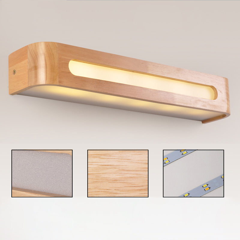 Rechthoekige ijdelheid Wandverlichting armaturen Noordse minimalistische stijl Wood Single Vanity Light